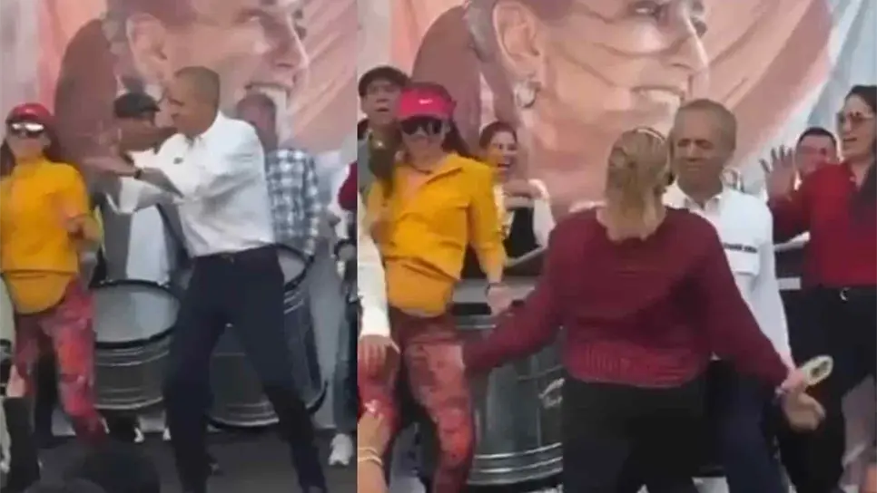 Gerardo Vargas baila con la militancia de Morena. | FOTO: Captura de video.