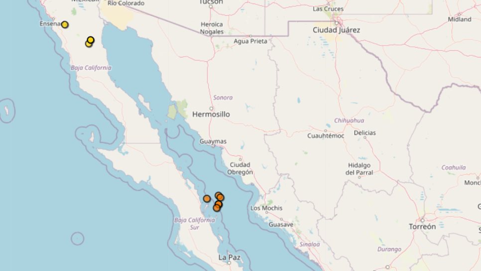 Ocho sismos sacuden la península de Baja California; el mayor, de 4.7 grados