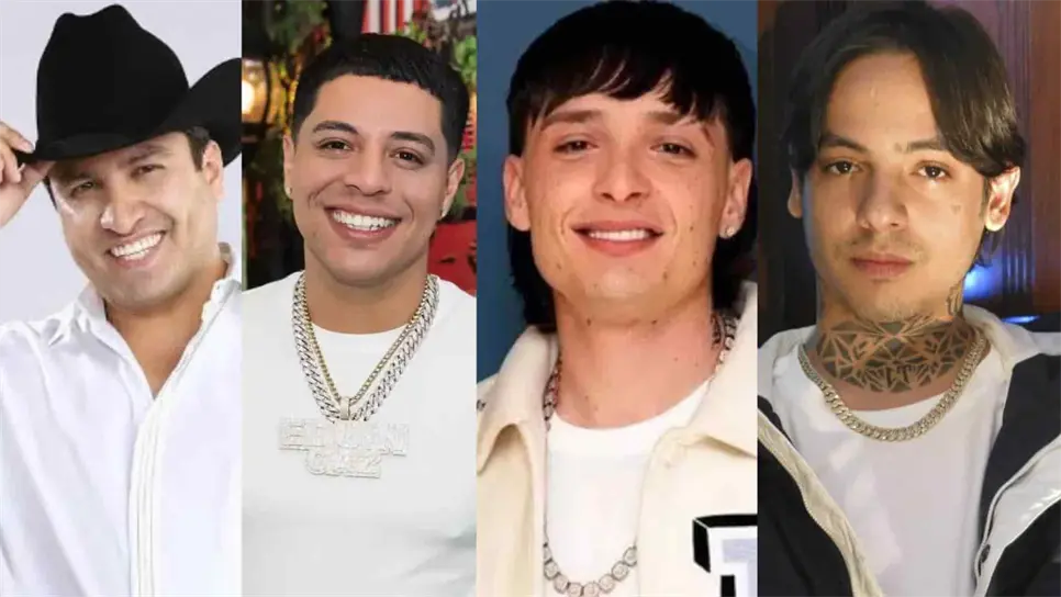 Julión Álvarez, Eduin Caz, Peso Pluma y Natanael Cano.