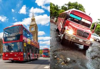 Sinaloa en Londres: Hombre bromea sobre las rutas de Guasave junto a los autobuses rojos