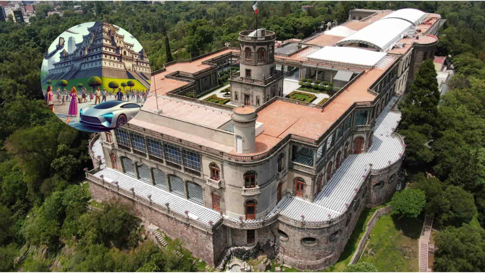 Así se vislumbra el Castillo de Chapultepec en 100 años, según la IA. | FOTO: Cortesía.