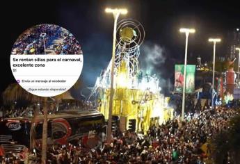 «Hasta en 300 pesos» Ofrecen en internet renta de sillas para el Carnaval de Mazatlán