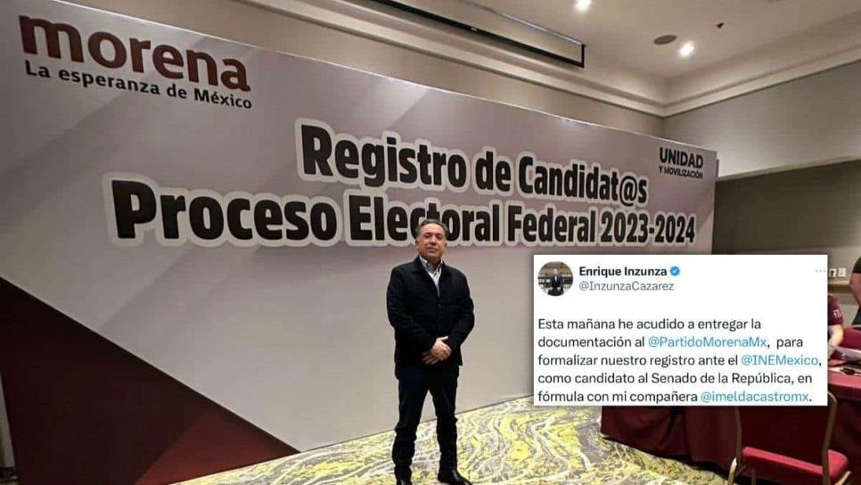 Enrique Inzunza formaliza con Morena su registro como candidato al Senado por Sinaloa