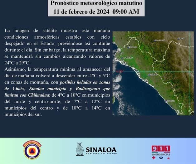 Este municipio de Sinaloa registró el frío más intenso este 9 de enero de  2024