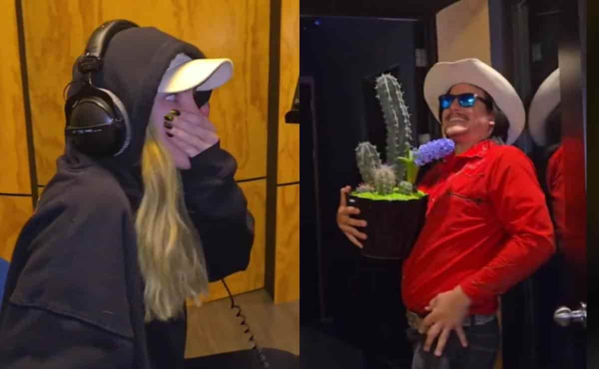 Así reacciona Belinda al recibir un regalo de Flores El Patrón | VIDEO