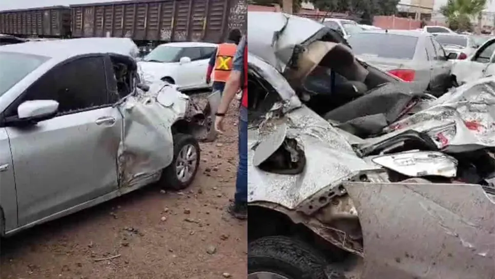 Trailero choca con el tren y se lleva varios vehículos en la sindicatura de Culiacancito