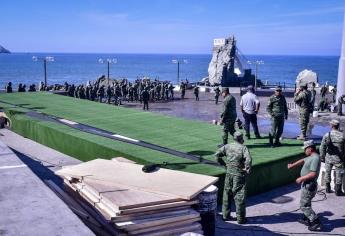 Ya está lista la Glorieta «del Clavadista» en Mazatlán para recibir a AMLO el Día de la Bandera 