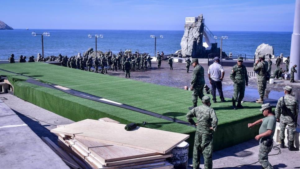 Ya está lista la Glorieta «del Clavadista» en Mazatlán para recibir a AMLO el Día de la Bandera 