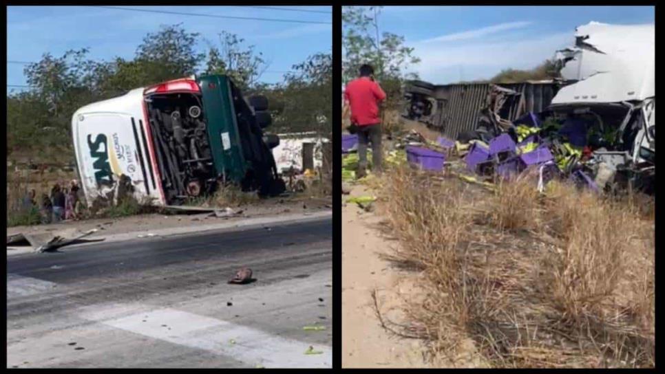 Chocan autobús Norte de Sinaloa y un tráiler en Estación Don, Sonora; hay varios heridos