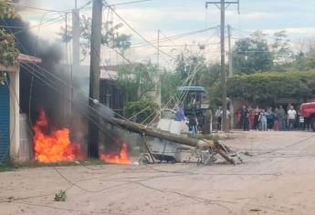 Se incendia transformador de la CFE; deja sin energía al ejido Morelos y una planta potabilizadora en Los Mochis