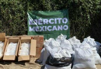 Militares aseguran mil 200 kilogramos de metanfetamina en Culiacán