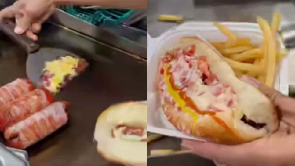 Así preparan un hot dog con chorizo en Ciudad Obregón, Sonora | VIDEO
