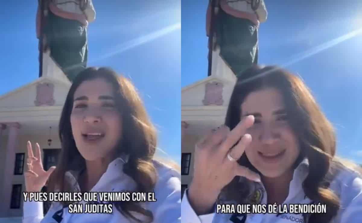 Paloma Sánchez visita el San Judas Tadeo gigante en Badiraguato 