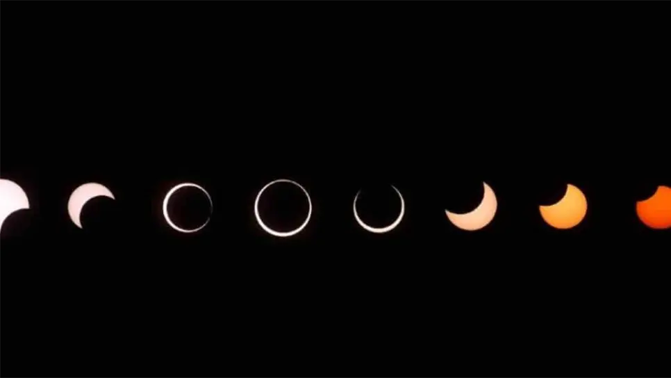 El Anillo de Diamantes y las 7 etapas del Eclipse Total 2024. | FOTO: Temática.