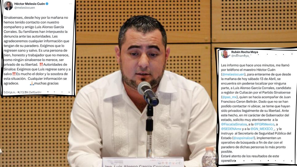 Reportan desaparición de Luis Alonso García, secretario de Organización del PAS y Candidato a Regidor en Culiacán
