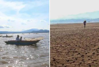 Antes y después del Lago de Pátzcuaro, gravemente afectado por la sequía