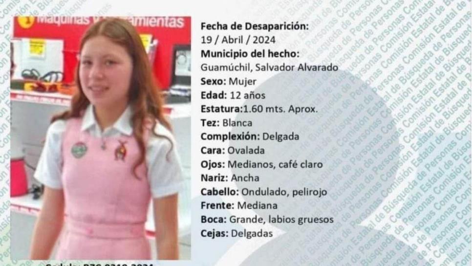 Desaparece adolescente de 12 años en Guamúchil
