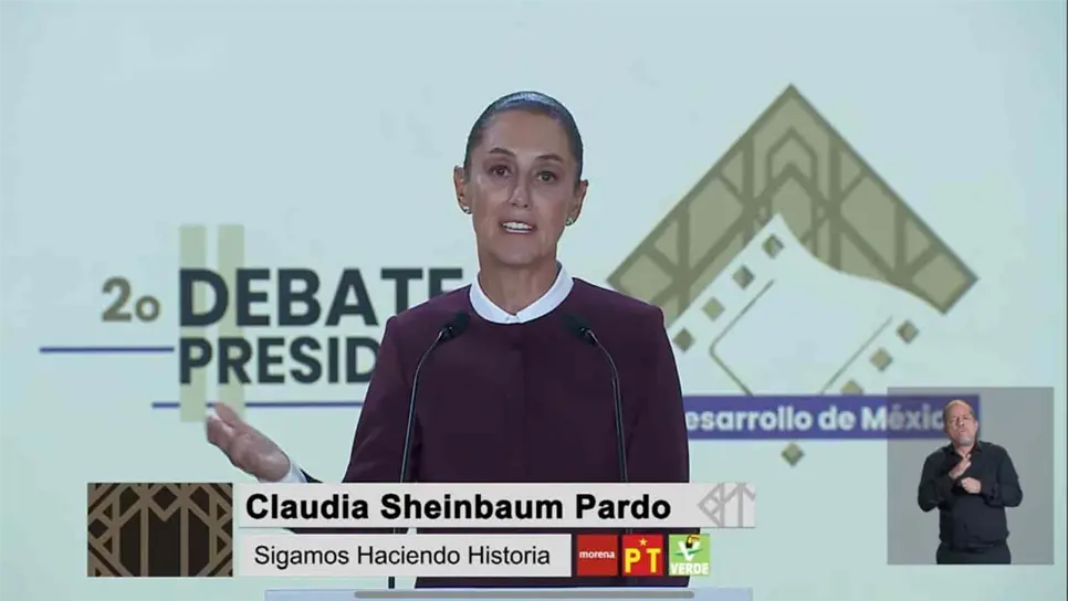 Claudia Sheinbaum durante el segundo debate presidencial. FOTO: INE.