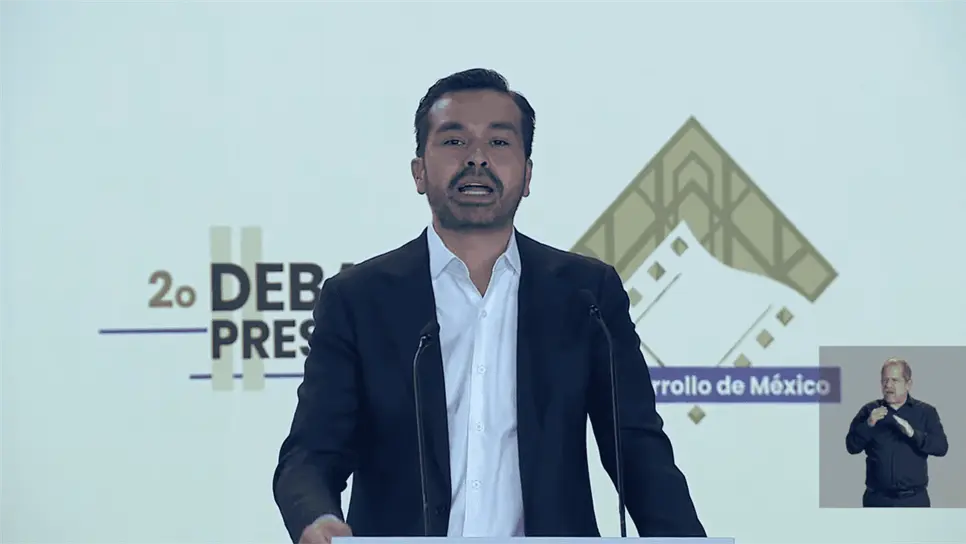 Jorge Álvarez Máynez durante el segundo debate presidencial. FOTO: INE.