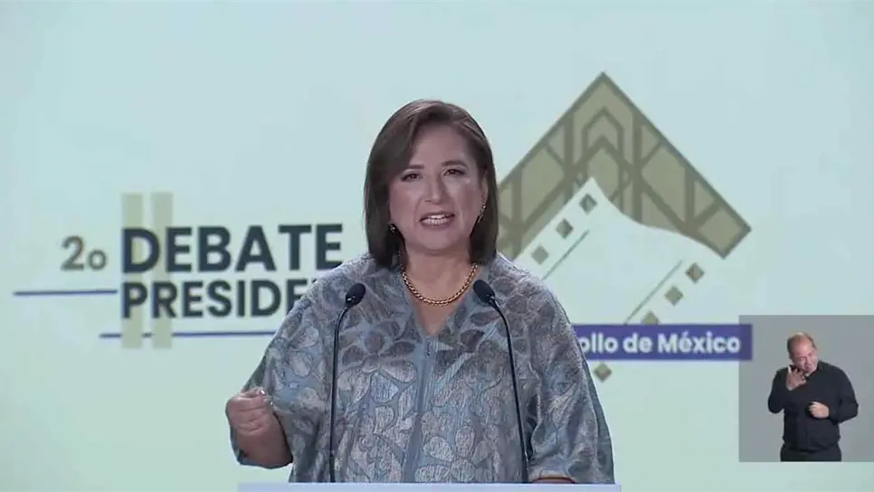 Xóchitl Gálvez Ruiz durante el debate presidencial. FOTO: INE.