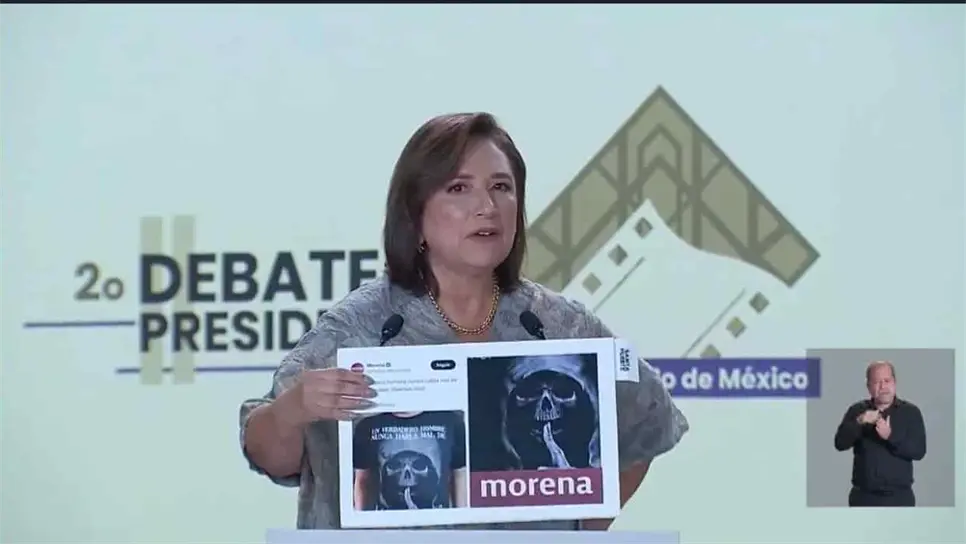 Xóchitl Gálvez durante el segundo debate presidencial. FOTO: INE.