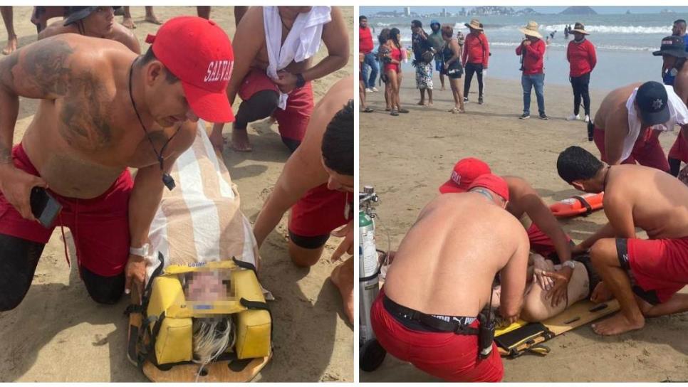 Rescatan a cuatro personas de morir ahogadas en playas de Mazatlán