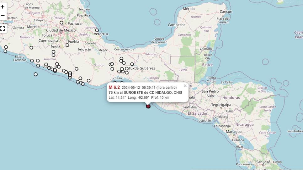 Sismo de magnitud 6.2 despierta a Chiapas, México