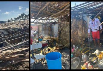 Se incendia cocina improvisada en palapa en Playa de Las Cabras, Escuinapa