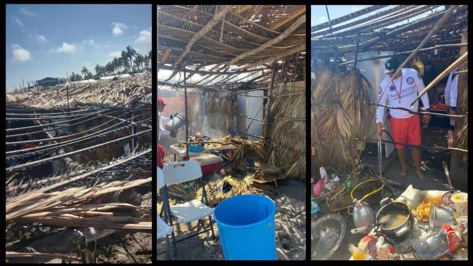 Se incendia cocina improvisada en palapa en Playa de Las Cabras, Escuinapa