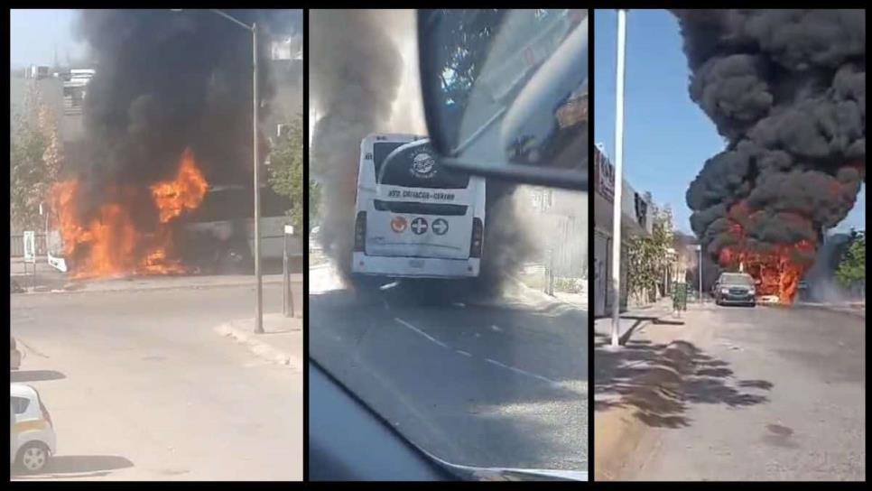 Se incendia camión urbano en Culiacán; pasajeros logran salir con vida