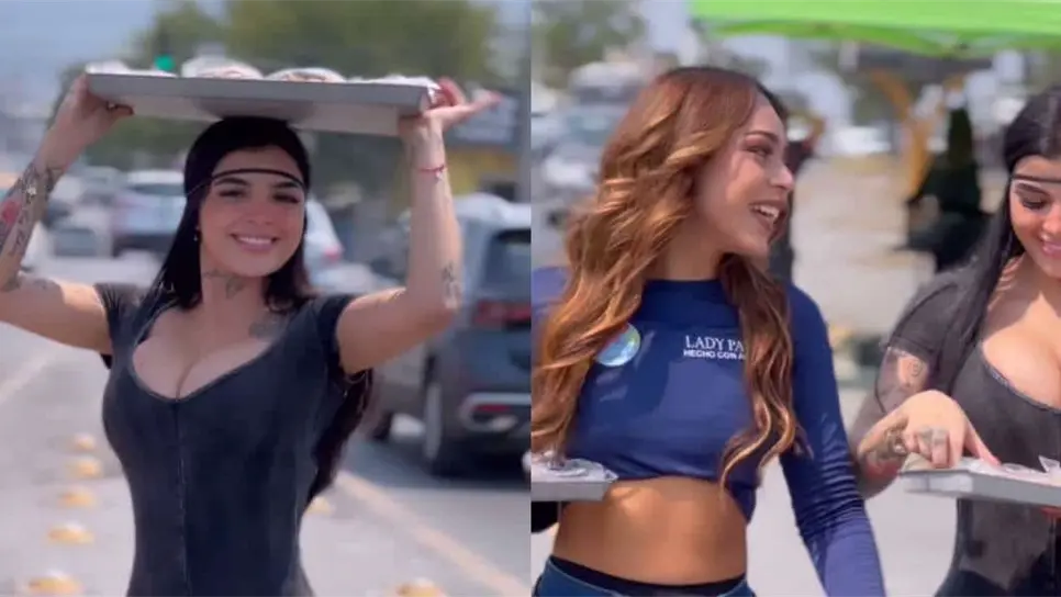 FOTO: Karely Ruiz vendiendo pays.