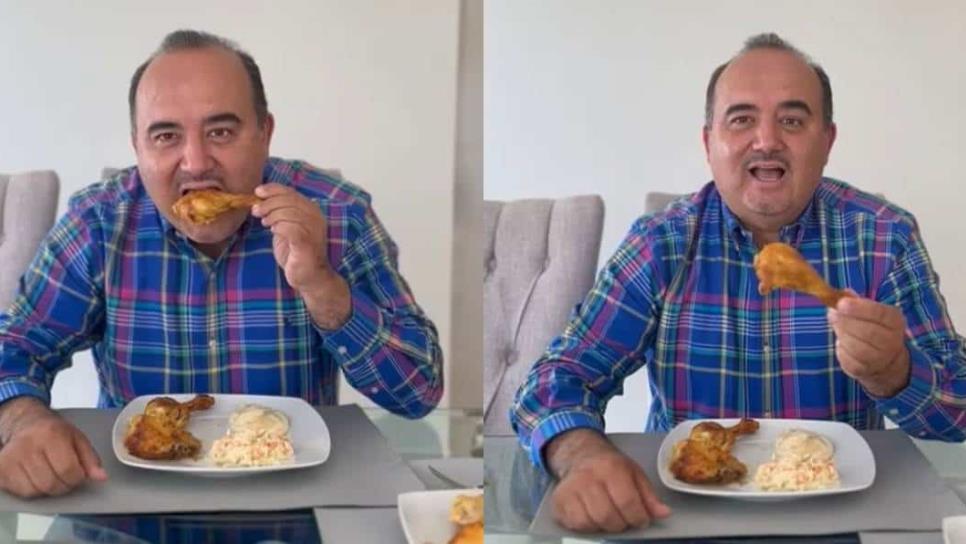 Comiendo pollito asado, reaparece Memo Romero tras perder la elección contra Estrella Palacios 