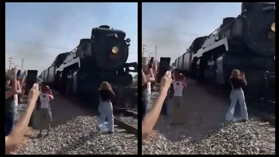 Locomotora «La Emperatriz» casi mata a otra mujer que quería la mejor foto | VIDEO