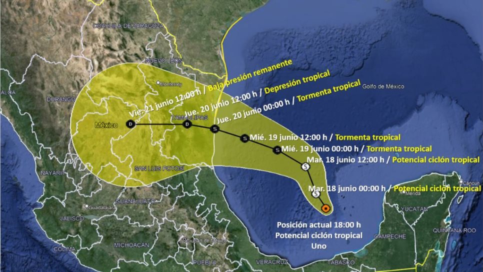 Potencial ciclón tropical Uno podría provocar trombas marinas en costas de Yucatán