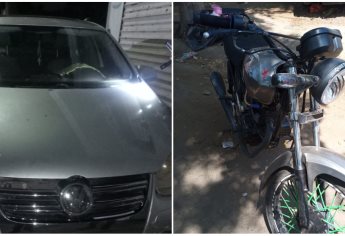 Policías estatales aseguran un automóvil y una motocicleta con reporte de robo