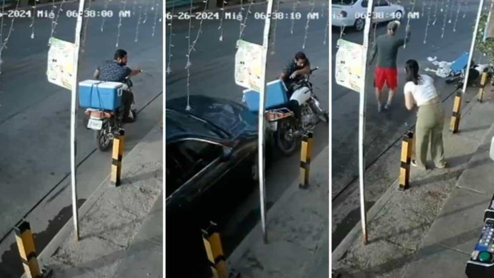 Atropellan a motociclista en Los Mochis y así lo captaron en video