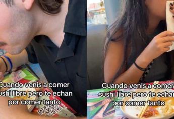 Por comer mucho, corren a jóvenes de un buffet de sushi | VIDEO 