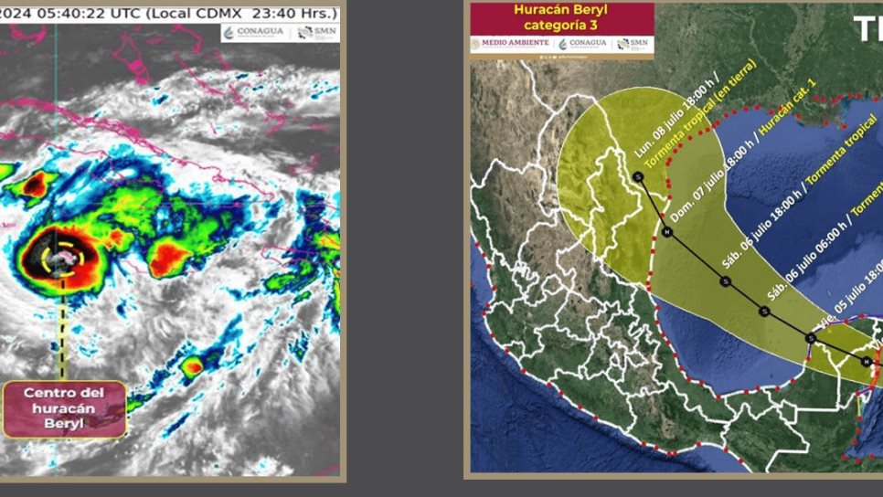 Huracán Beryl se debilita a categoría 3; continúa su trayectoria hacia México