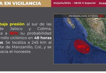 Ciclón «Aletta» al 80 % de formación