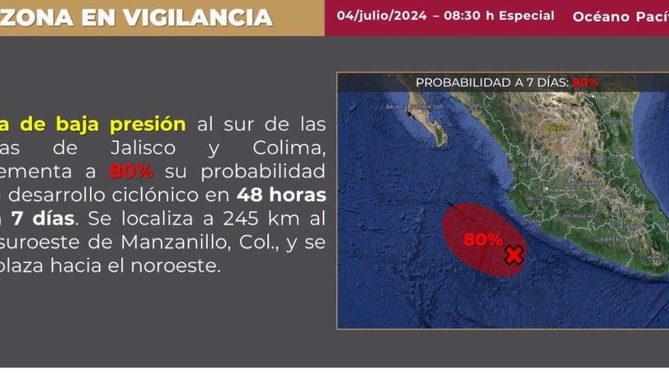 Posible ciclón «Aletta», al 80 % de formación en el Pacífico