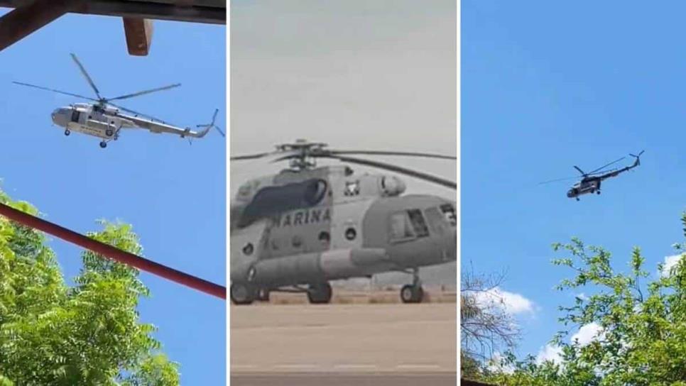 Helicóptero de la Secretaría de Marina sobrevuela comunidades de El Fuerte