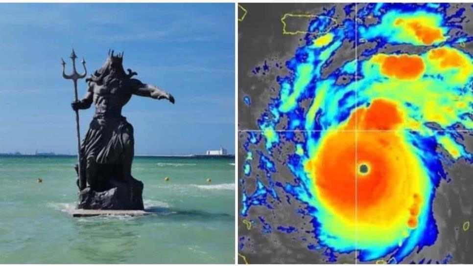 Ojo del huracán "Beryl" pasaría por la polémica estatua de Poseidón en Yucatán