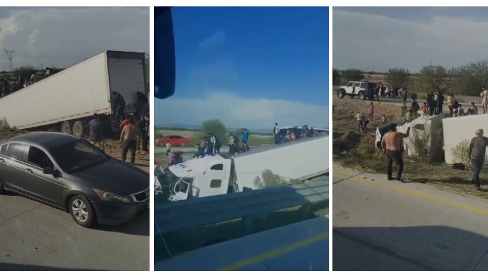 Tráiler que transportaba indocumentados hacia Estados Unidos se accidenta en Sonora