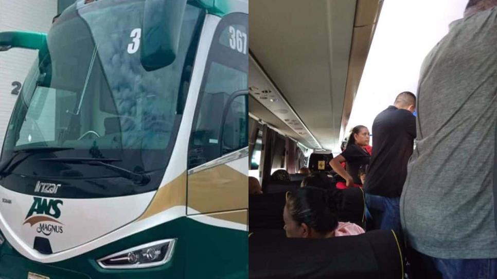 De pie y acostados en el piso, así transportan autobuses a pasajeros en Sinaloa