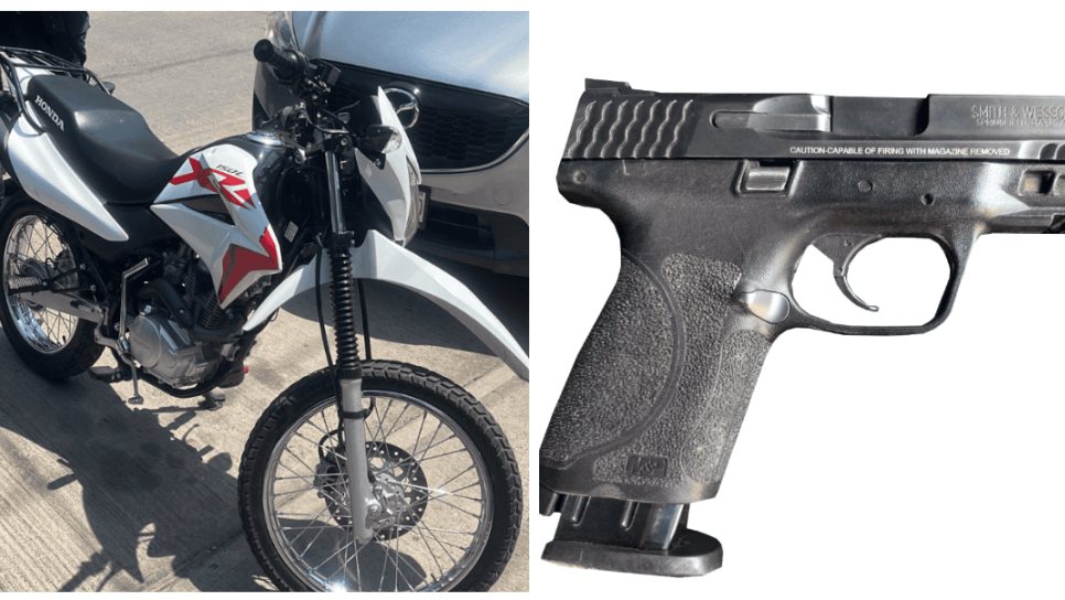 Policías detienen a un motociclista con una pistola en el sector sur de Culiacán