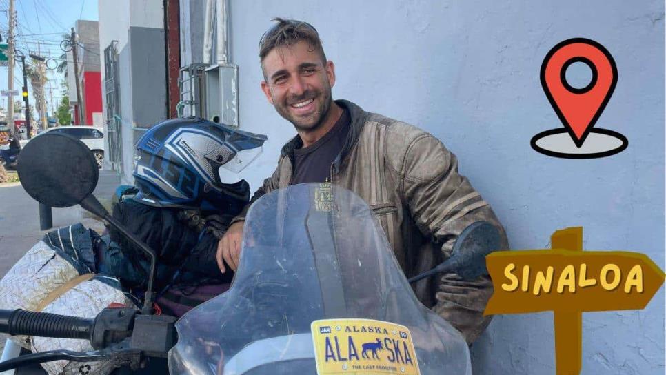 Motociclista español viaja a Argentina y así fue su paso por Sinaloa; va «al fin del mundo»