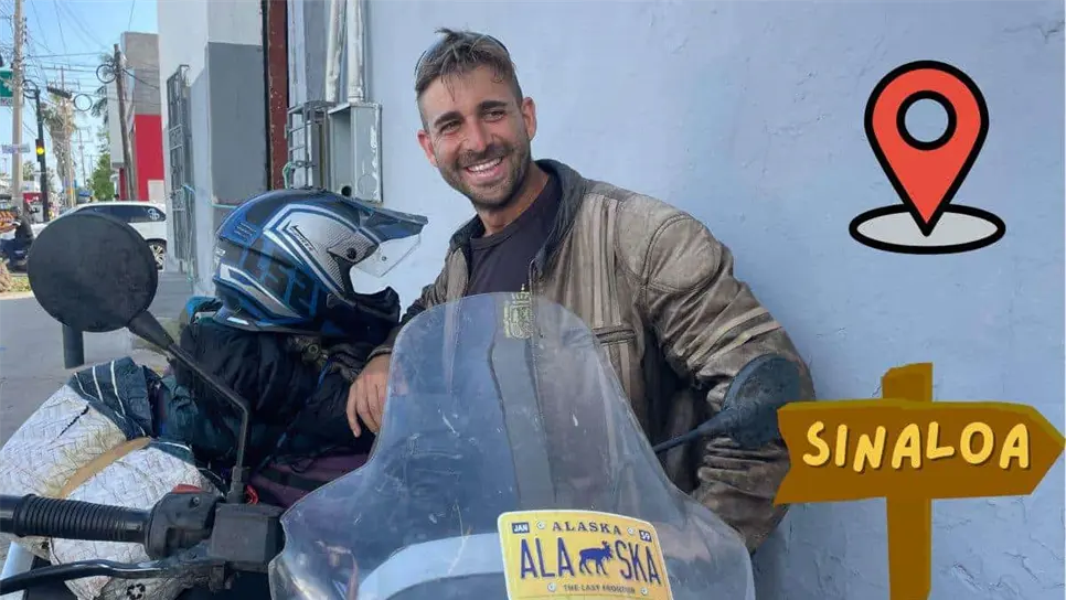 José Carlos Varó Fernández viaja en su moto desde Sinaloa hasta Argentina. FOTOS: Enrique Chan