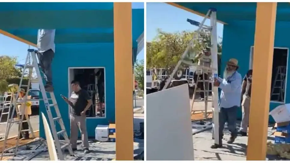 FOTO: Construcción de la parada con aire acondicionado.