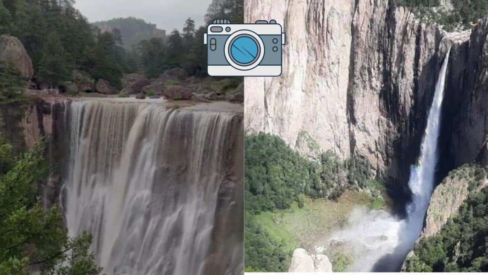 Así lucen las cascadas en la sierra tarahumara con las recientes lluvias