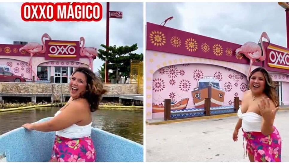 ¿Oxxo mágico en medio del mar? Mujer muestra cómo llegar esta tienda en lancha | VIDEO